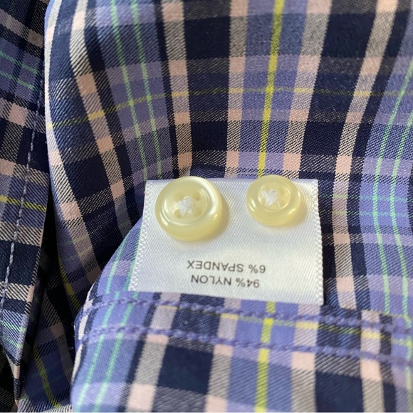 Peter Millar Summer Comfort Blue/Pink Plaid Check Long Sleeve Shirt Men's Large - Picture 5 of 8